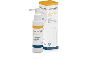 HEARING360 Spray nettoyant désinfectant pour appareils auditifs, AirPods et écouteurs Bluetooth avec brosse à dents intégrée - Assainissez et désinfectez vos aides auditives en profondeur et en toute sécurité