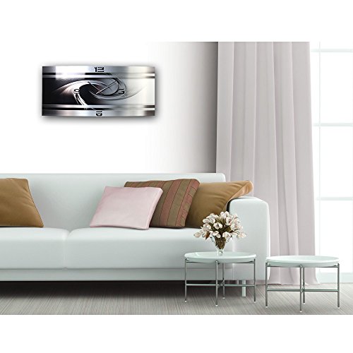 Black & Silver Abstrakt Metallic Wall Art Wandbild Metall Designer Wanduhr Funkuhr modernes Design * Made in Germany* WAG300FL-X * leise kein Ticken - 3