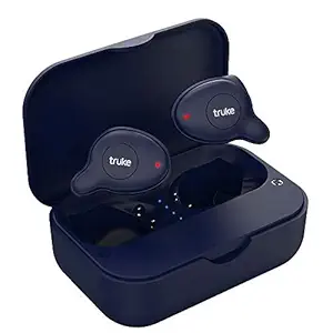 truke Fit Pro True Wireless Earbuds (TWS), True Deep Bass 13mm Speaker, 24Hrs Playtime Big Battery, Dolphin Design Wireless Earphones, Bluetooth 5.0, Quick Paring Headphones with Mic (Royal Blue)