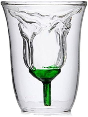 JOYBUY Creative Rose Shape Cup Double Design Cocktail Champagne Glass Wine Cup