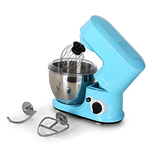 Klarstein Carina Azzura Küchenmaschine Teigknetmaschine (800 Watt, 6-stufige Geschwindigkeit, 4 Liter Schüssel) blau - 7