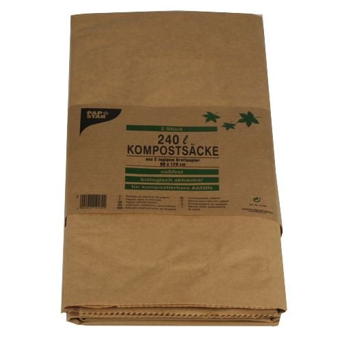 Papstar 1 Karton = 10x2 Kompostsäcke, 2-lagiges Kraftpapier 240 l 115 cm x 80 cm x 35 cm braun 14189