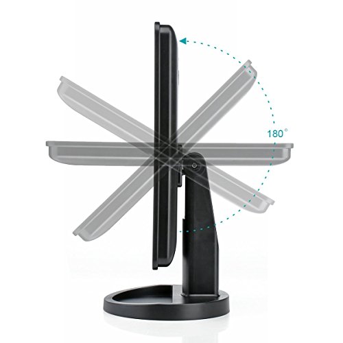 Showpin Make-up-Spiegel mit LED Beleuchtung Touch Schalter Kosmetikspiegel, Beleuchteter Schminkspiegel mit 10 x Vergrößerungsspiegel, Ultra-High Falterbar Definition Standspiegel, 180 Grad Freie Rotation Tischspiegel,Schwarz - 4