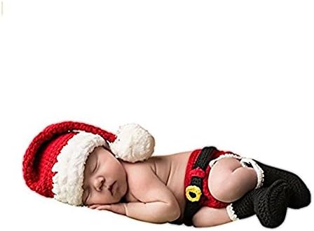 HAPPY ELEMENTS Newborn Baby Christmas Santa Knitted Crochet Photo Photography Prop Lovely Hats Costume Outfits