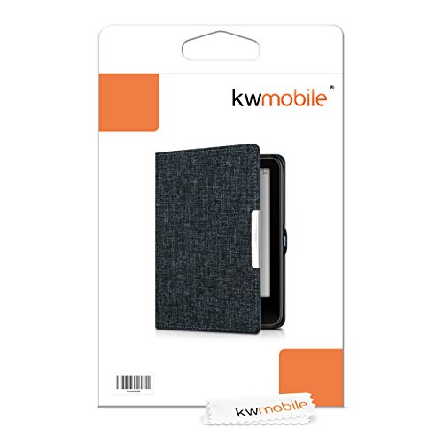 kwmobile Hülle für Tolino Vision 1 / 2 / 3 / 4 HD – Flipcover Case eReader Schutzhülle – Bookstyle Klapphülle Stoff Design Dunkelgrau - 7