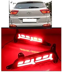 Auto Blinq Car Reflector Led Brake Light for Bumper(Rear/Back) Drl for Hyundai Creta 2016-2017 - Set of 2 Pcs with Wiring