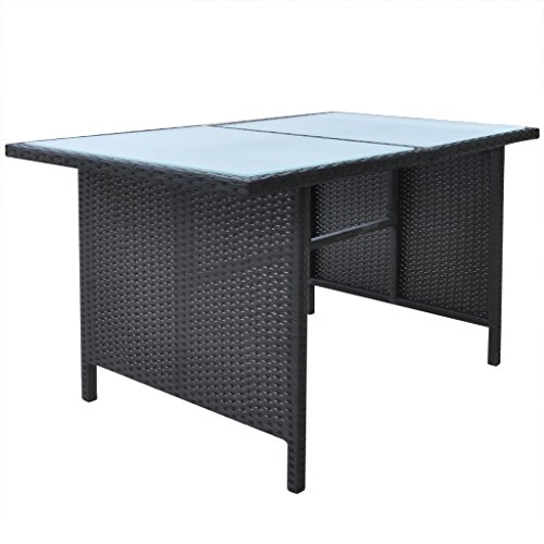 vidaXL 18tlg. Garten Set Poly Rattan Essgruppe Sitzgruppe Lounge Gartengarnitur Schwarz - 6