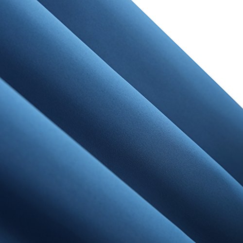 Deconovo Vorhang Verdunkelung Gardinen Blickdicht Verdunkelungsvorhang Schlaufen 245×140 cm Blau - 5
