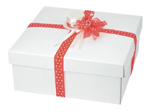 Kartonage Seta weiß eckig mit Deckel, 30 x 30 x 12 cm, Gastgeschenk Geschenkverpackung Hochzeit Weihnachten Taufe