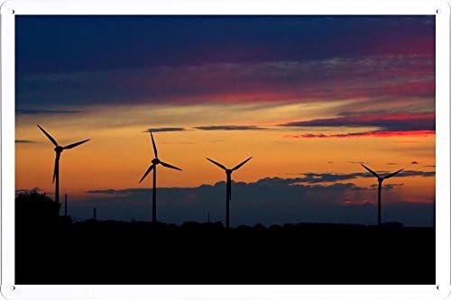 Metal Poster Tin Sign Plate Wind Turbine Fields Retro Vintage Wall Décor by hamgaacaan (20x30cm)