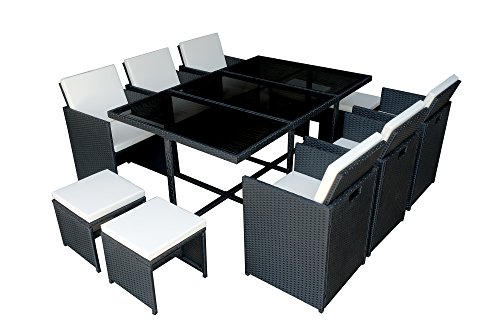 MCombo Polyrattan Gartenmöbel Essgruppe Sitzgarnitur Sitzgruppe Gartenset 6+4+1