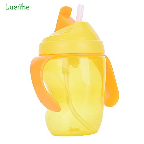 luerme 260 ml Babys Kids Kinder kein überschwappen Stroh Flasche Schnabeltasse Füttern Trinkbecher mit Griffen