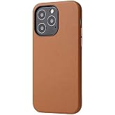 Elfia iPhone 13 Pro Max ile Uyumlu L&uuml;x Deri Kadife İ&ccedil; Kısımlı Kılıf, Eyz Kahverengi