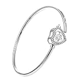 Soufeel Damen Armreif mit Herz Verschluss 925 Sterling Silber Swarovski Weiß Zirkonia 17cm Geschenk für Frauen