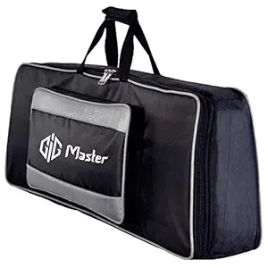 GIG Master Keyboard & Piano Case/Cover For Yamaha DGX-203 76-Key Heavy Padded Gig Bag With Front Pocket (Black with Grey Stripe)