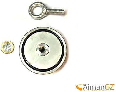 1 superiman with Hook, 75 mm Diameter x 28 mm Thick – 200 kg pull for Fishing with Magnets
