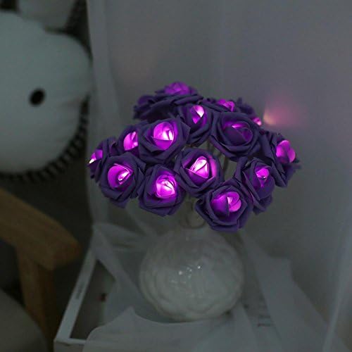 AOKARLIA LED Decoration Night Lights, Colorful Vase Desk Lamp, Barrery Powered Bedside Lamps With Flowers, purple