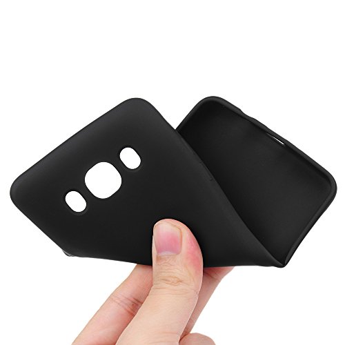 Lanveni Samsung Galaxy J5 2016 Hülle, Handyhülle Samsung Galaxy J5 2016 Hülle Etui Protective Case Cover TPU Silikon Schutzhülle Bumper Handytasche TPU-Bumper Weiche Silikon Case mit Glänzender Oberfläche Cover Design (Schwarz) + 1 x Stylus Stift + 1 x Staubdichte Stecker - 8