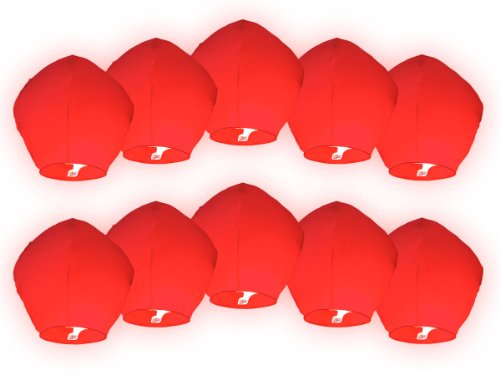 10 XXL Himmelslaterne, Skylaterne, ROT, 108x40x60