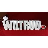Beton, Steinguss Buchstaben 3 D Deko Schriftzug Namen WILTRUD als Geschenk verpackt! Ein etwas ausgefallenes Geschenk zur Geburt, Taufe, Geburtstag oder auch zu anderen Anlässen.
