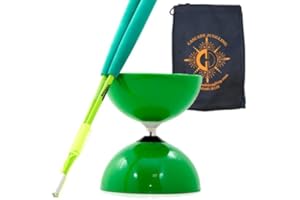 Juggle Dream Green Big Top - Jumbo Bearing Diabolos Set, Green Superglass Diablo Sticks, Diabolo string (Green)