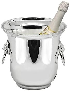 Edzard bottle cooler Leon, with handles on lion heads, height 8,3 in, diameter 8,7 in, heavy silver plated