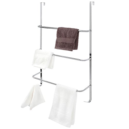 Aquamarin Tür-Handtuchhalter 3 Stangen und 2 Haken Handtuchstange Handtuchhaken Handtücher verchromt - 2
