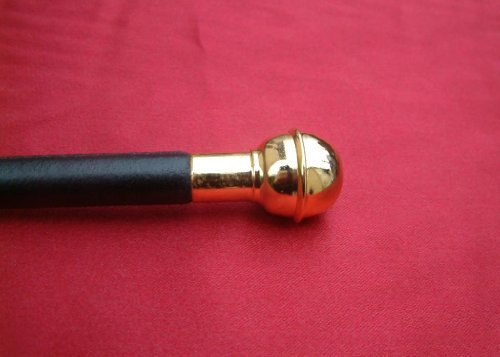 24-Show-Cane-Black-Leather-Bound-Gold-Coloured-metal-Ball-end-Cap-and-Tip-Made-In-England-Fibreglass-Centre
