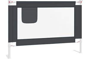 vidaXL Barandilla de Seguridad Cama de Niño Protección Cuna Bebé Guardería Dormitorio Habitación Protector Riel Barrera Tela Gris Oscuro 90x25 cm