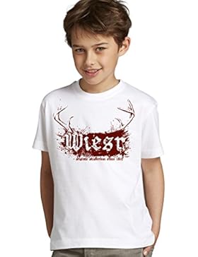 Wiesn : : Kinder Oktoberfest T-Shirt Wiesn Trachtenshirt für Jungen : Farbe: weiss