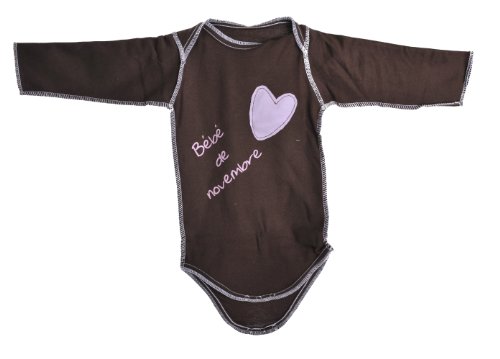 Price comparison product image Kelmoi bdbb11cml-6 m – November Baby Bodysuit – Long Sleeve – Chocolate