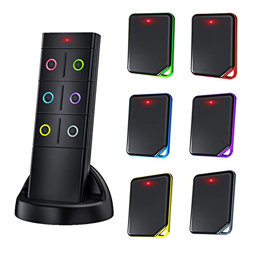 Wireless Localizador de Llaves Buscador Mensáfono Monedero Encontrador Cartera Alarma Anti-pérdida Llavero Inteligente con Base de Almacenamiento - 1 Transmisor por Control Remoto y 5 Receptores