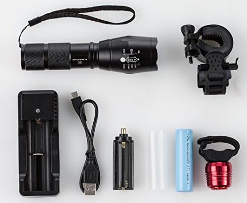 USB Rechargeable Front and Rear Bike Lights Aluminium Waterproof CREE XM-L T6 LED Front Torch and Bike Light and USB Rear Light and Bracket including18650 Battery plus USB Charger