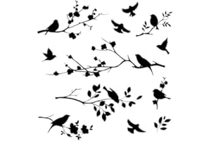 ARTISTIC SPONGE Lot de pochoirs réutilisables Oiseaux A3 A4 A5 et plus grandes tailles Shabby Chic Moderne / Bird2 (pochoir réutilisable en PVC, format A3 – 297 x 420 mm, 29,7 x 41,9 cm)