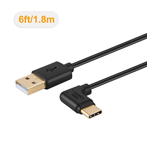 cablecreation abgewinkelt Typ C (usb-c) zu Standard USB 2.0 A Stecker Kabel, USB 3.1 usb-c für Apple das MacBook, Chromebook Pixel und mehr, 6 ft/1,8 M Schwarz [Neue Version 56 K Ohm Widerstand] - 2