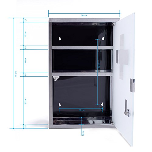 Medizinschrank groß Edelstahl abschließbar 30x45x12cm Arzneischrank Medikamentenschrank Hausapotheke Erste Hilfe Schrank - 7