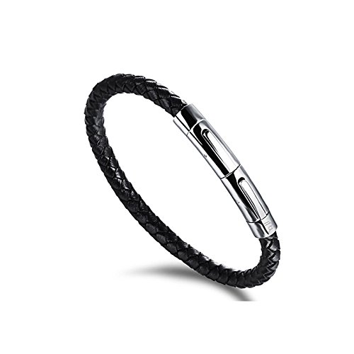 Lunavit Slim Plait Damen und Herren Magnetarmband, Leder-Flechtarmband mit polierter Edelstahlschließe und einem Verlängerungsglied sowie zwei Neodym-Magnete à 2000 Gauß – inklusive Geschenkbox - 3
