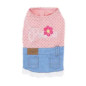 kyeese Dog Dresses Sunflower Girl Dog Shirt with Lace Dog T-Shirt Sleeveless Denim Style