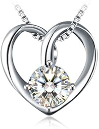 Regalo Navidad Collar a Juego, J.Rosée Plata de Ley 925 Brillante Circonita "Promesa de amor" Cadena 45cm-50cm Regalo Original para Amor