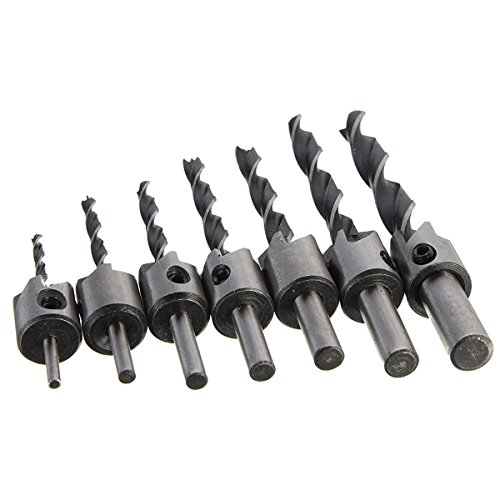 TILY 7 HSS 5 Flöte Kegelsenker Bohrer Bit-Set Zimmerei Reibahle Holz Entgratung Schaftfräser 3–10 mm - 4