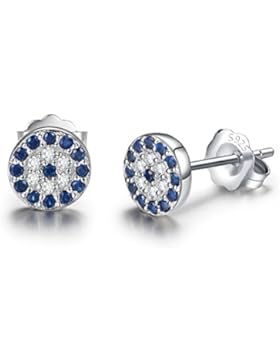 kaletine blau Evil Eye Ohrstecker 6x 6Sterling Silber Paar mit Weiß Zirkonia Edelstein Charm