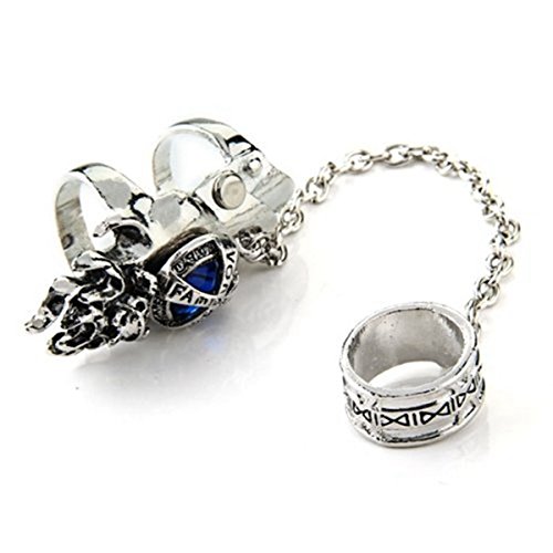 SODIAL(R) Anillo Armadura de metal de strass EMO Punk 0.67-0.75 pulgada muy popular