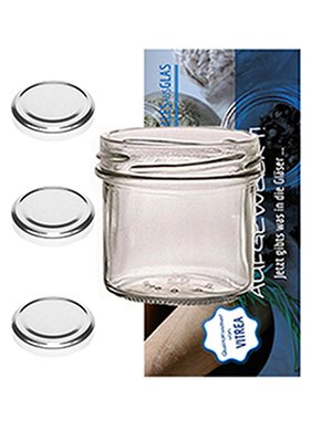 20er Set Sturzgläser 125 ml " Etiketten " zum Beschriften Marmeladengläser Einmachgläser Einweckgläser To 66 silberner Deckel incl.