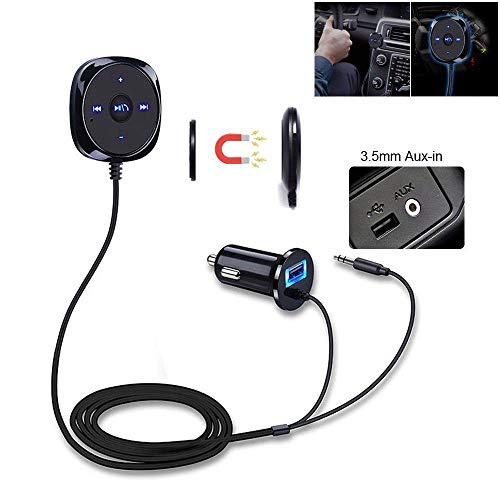 i-Sonite Universal Car Bluetooth Hands-Free Receiver Audio Music Streaming Adapter 3.5mm AUX Input Jack Built-In Stereo Noise Isolation & 2.1A Output USB Charger Port For Chuwi Hi13 (13.5")