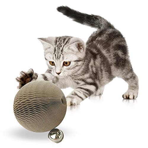 KittyDoo Boule de Jeu avec Cloche et Chat en Papier avec Structure nid d'abeille
