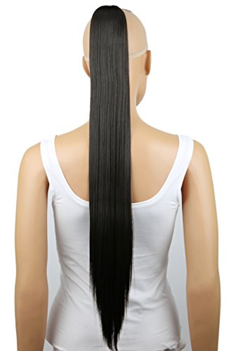 PRETTYSHOP Voluminosa liso peluca peluca trenza cola de caballo Cola de caballo fibra sintética 70cm refractario morena H79