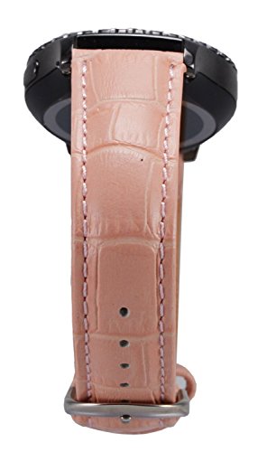 OKCS Samsung Gear S2 Classic Kroko echt Leder Armband dunkelbraun/rosa - 2