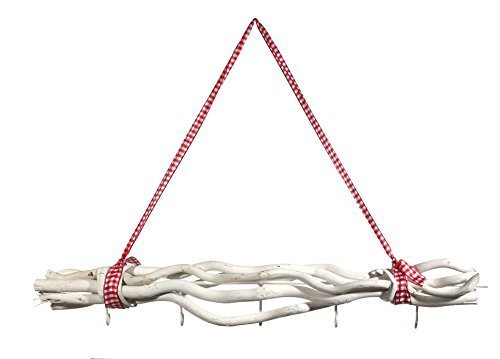 Türdeko Fensterdeko Fensterhänger Türhänger Deckenkranz Shabby Landhaus Deko ca. 50cm inkl. 5 Haken (Weiß)