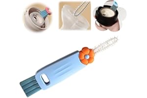‎CLRZOL 2025 3-in-1 Cup Lid Cleaning Brush, Multifunctional Lid Cleaning Brush for Baby Bottle Gaps and Tight Cup Spaces, Portable Grout Cleaning Brush Set (A-Blue)