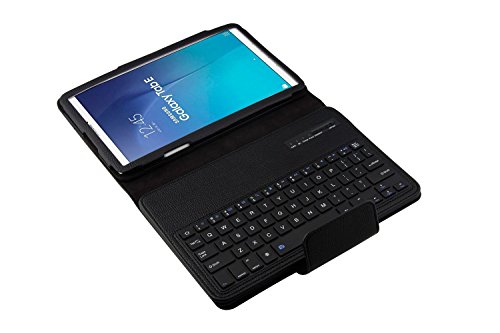 Samsung Tab E 9.6 Tastatur-KVAGO Hülle mit Abnehmbare Wireless Bluetooth QWERTY Tastatur Stilvolle PU Leder Flip Cover Stand Up Schutzhülle mit Tastatur für Samsung Galaxy Tab E sm-t560 sm-t561 sm-t565 + Displayschutzfolie + Eingabestift—Schwarz - 4